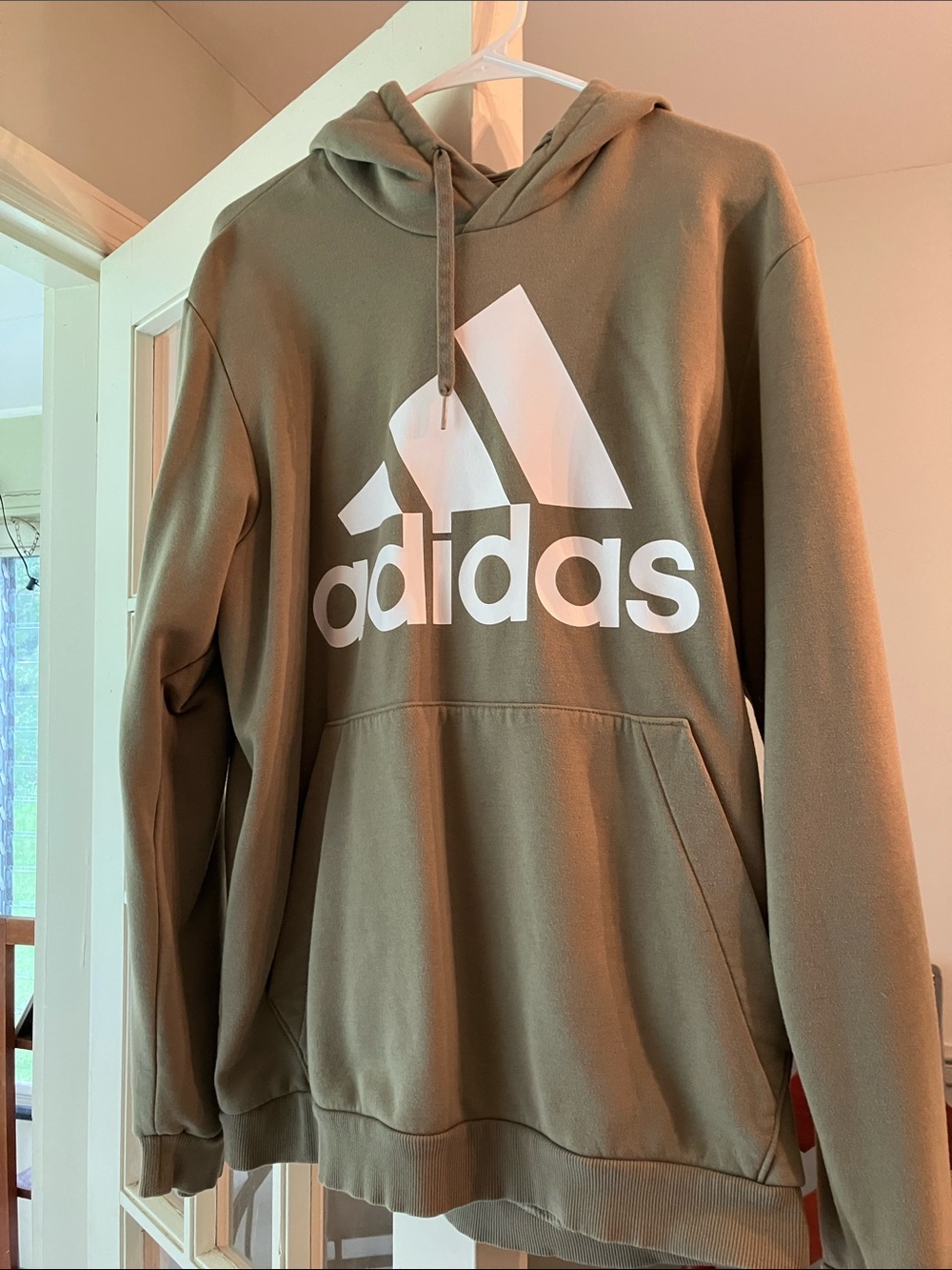 adidas Olive Green Hoodie with White Logo